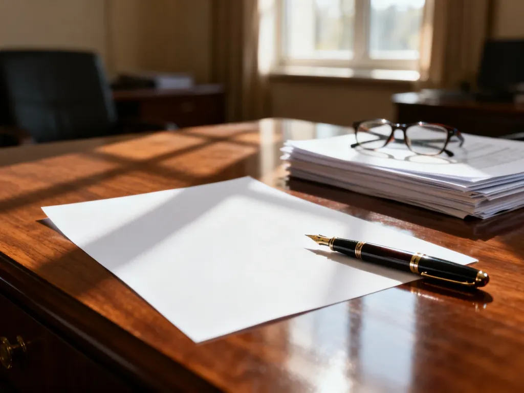 Czysta kartka papieru z piórem na biurku, gotowa do napisania profesjonalnego CV.